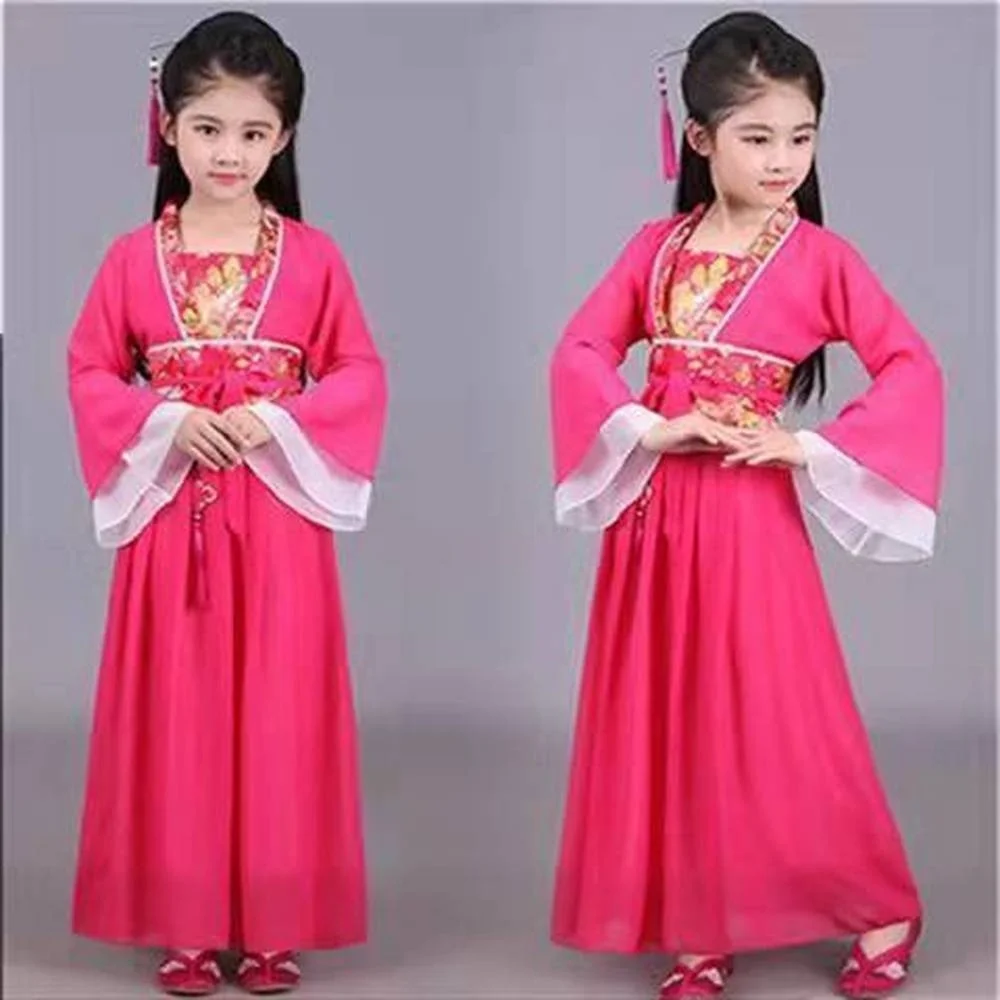 Princess Childs Chinese Traditional Dress for Girls Big Chinese Traditional Folk Dance Dress Girl Fairy Kids Carnival Costume chinese ebony blackwood sihu folk musical instrument alto sihu traditional musical instrument