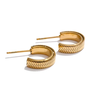 15mm C-Shaped Hoop Earrings Fashionable Daily Wear Waterproof Real Gold PVD Plated Chic Gold Silver Color Jewelry Women 7