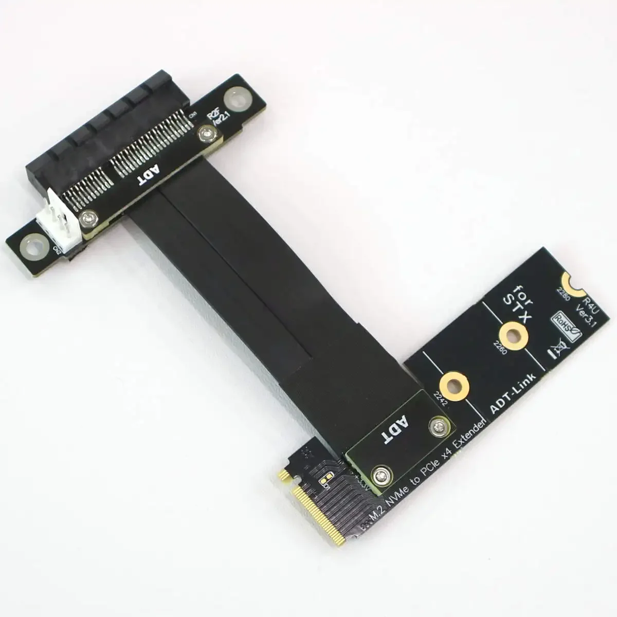 Nvme para Pci-e x4 Extender Adapter Jumper Cabo de Extensão Gpu Vire o Ângulo Direito ou Esquerdo Placa Gráfica Stx M.2 Ngff - Imagem 4