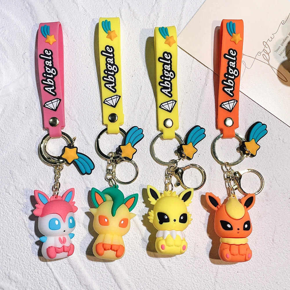 

Pokemon Anime Figure Eevee Pikachu Vaporeon Umbreon Glaceon PVC Figure Keychain Bag Keyring Children's Toys Birthday Gifts
