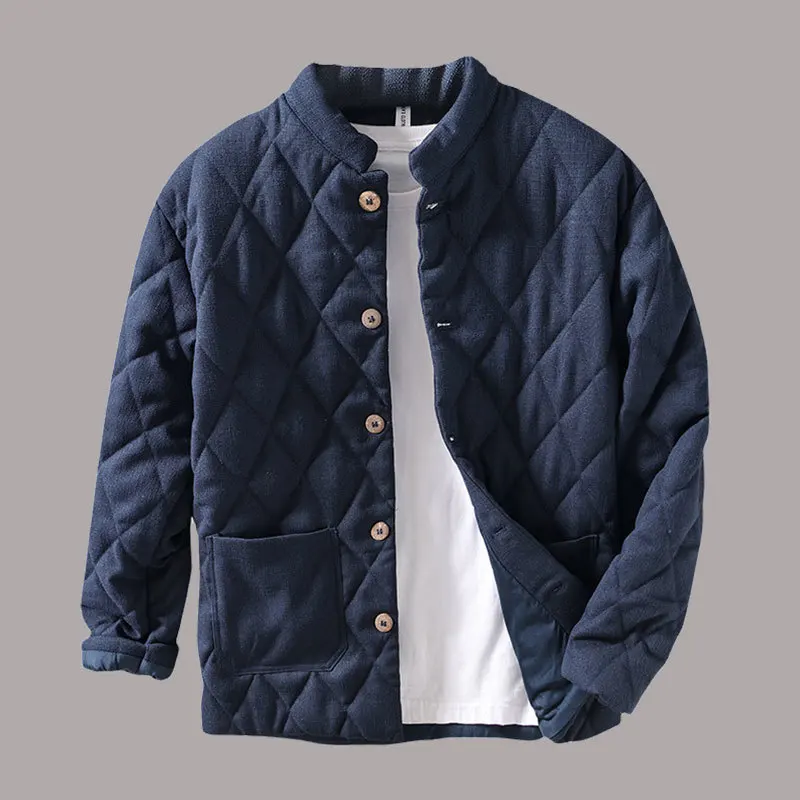 Japanese Style Stand Collar Padded Jacket For Men