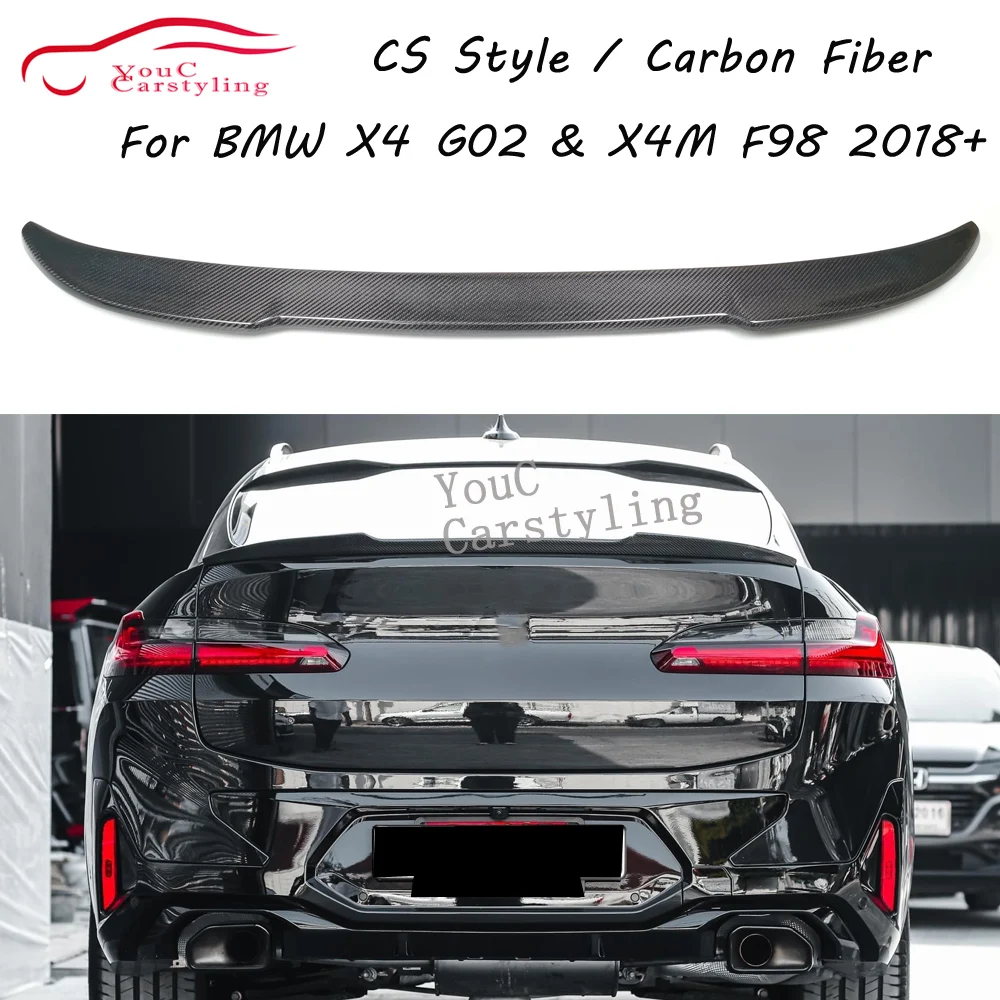 G02 Cs Style Spoiler In Fibra Di Carbonio Per Bmw G02 X4 E X4M F98 2018-2023 Spoiler Posteriore Roof Boot Boot Wing Car Decoration