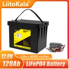 Liitokala 12v 120ah capacidade lifepo4 12.8v bateria solar bloco rv recarregável ferro de lítio com bms para acampamento ao ar livre