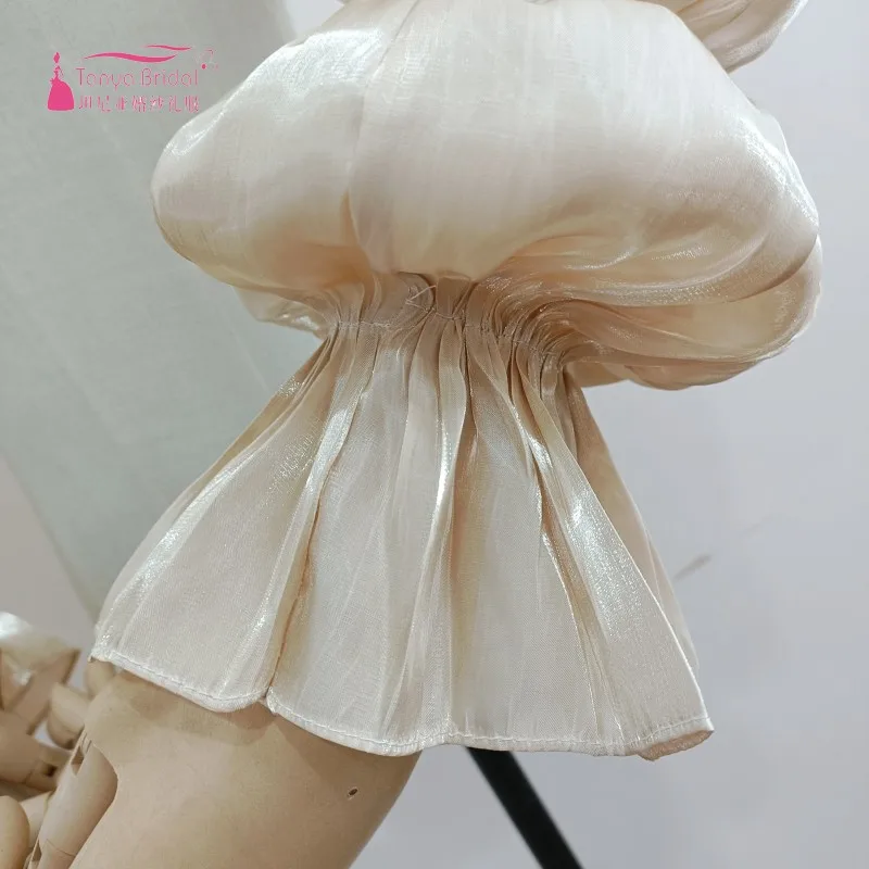 Light Champagne Wedding Detachable Puff Sleeves Wraps Up Down Elastic Evening Party Soft Bridal Accessories D1242