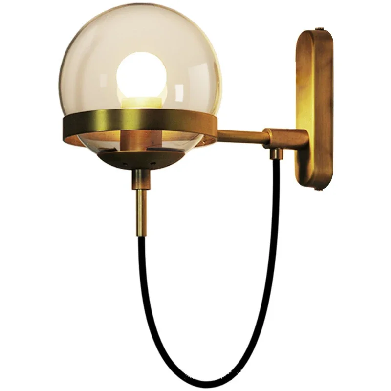 

Glass Wall Lamp Modern Globe Light Metal Sconce Iron Wall Lighting Glass Shade Bronze Black Color Mode