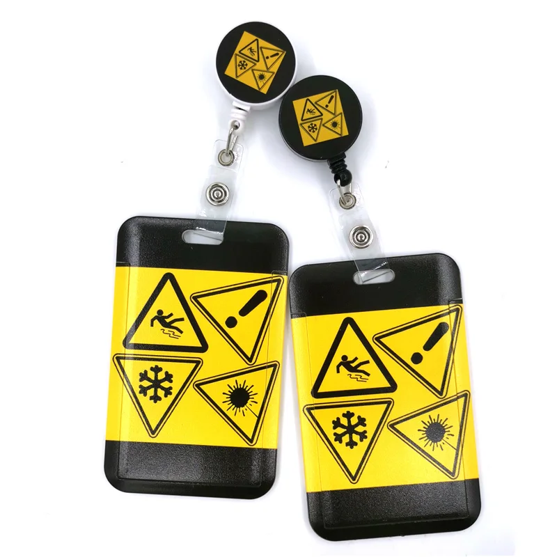 Caution Sign Fashion Women Card Holder Lanyard Colorful Retractable Badge Reel Nurse Student Exhibition ID Card Clips Holder