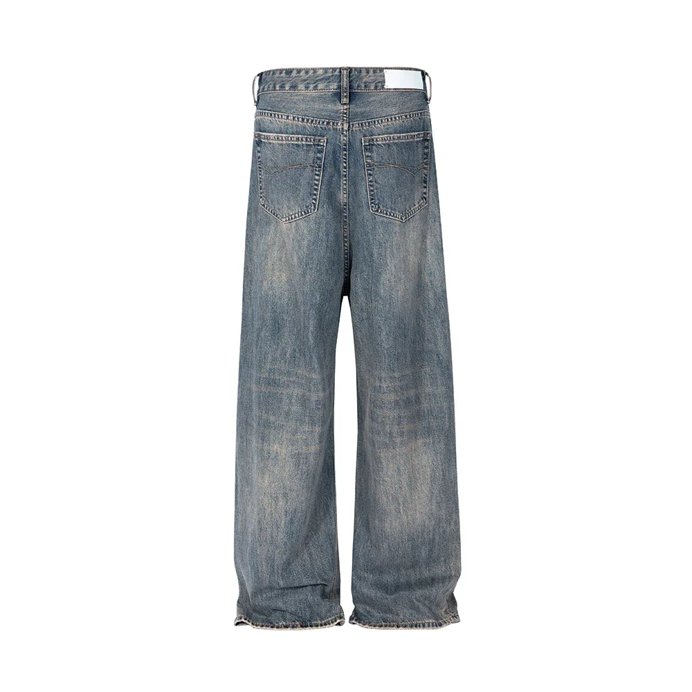 

Джинсы-багги Y2k мужские с эффектом потертости, прямые повседневные брюки из денима оверсайз с широкими штанинами, свободные штаны-карго, в стиле High Street