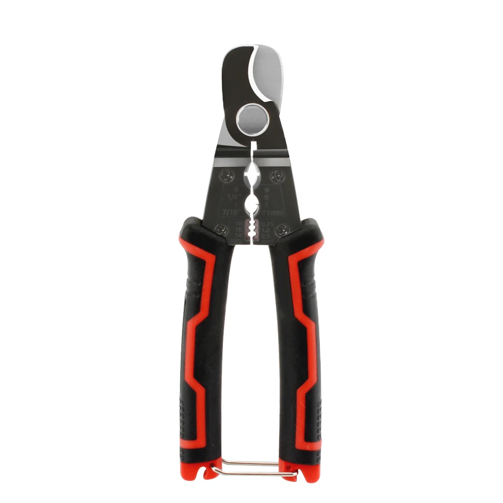Precision Wire Stripper and Cutter Pliers with Safety Lock and Curved Bevel Design