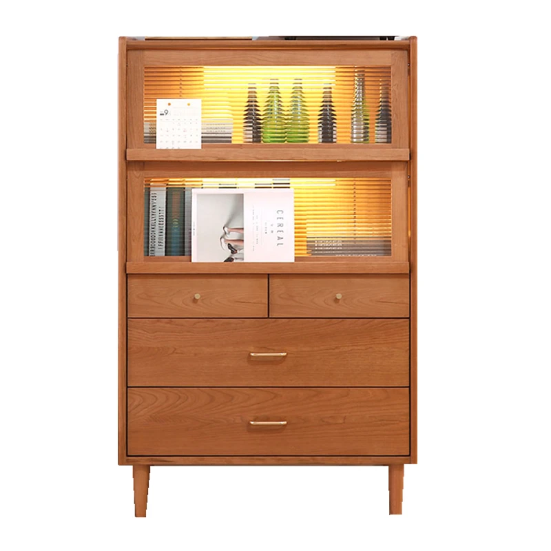 

Customized solid wood Japanese dining side storage cabinet, Nordic living room sofa storage cabinet, minimalist magazine cabinet