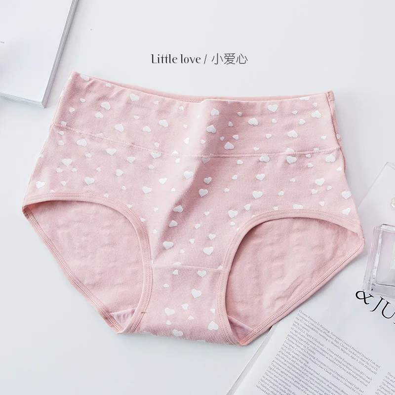 Women panties 4Pcs High Waist Underwear Fashion Print Girls Briefs Breathable Cotton Panty Plus Size M-5XL Female Lingerie