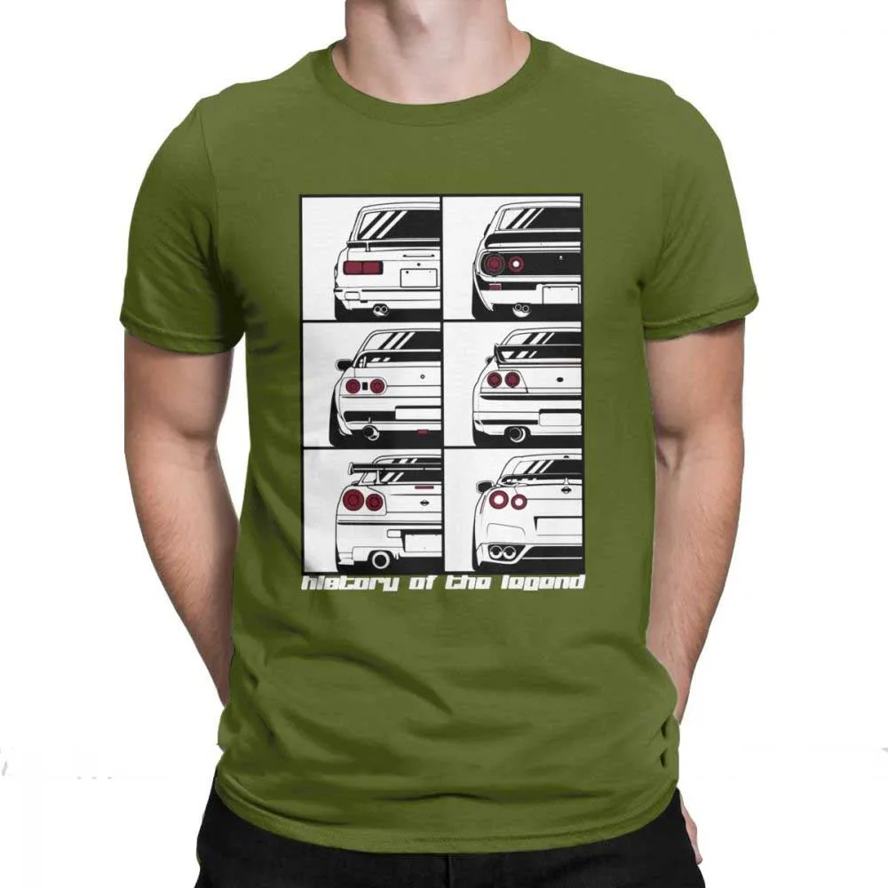 男性gtrスカイライン歴史tシャツ車モーター日本jdmダットサン綿の服