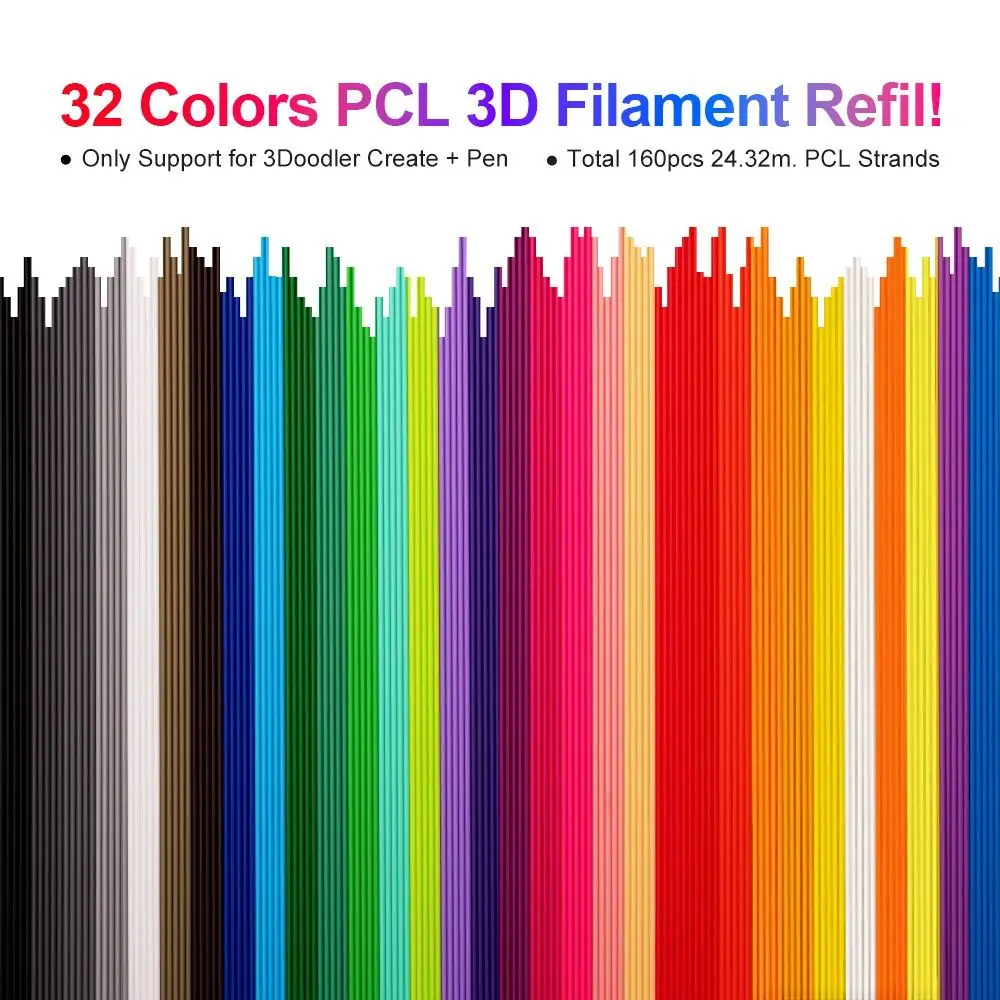 저온 3D 프린팅 펜 필라멘트 드로잉 펜 PCL 소재 3D 펜 리필용 리필 22/32색 소모품