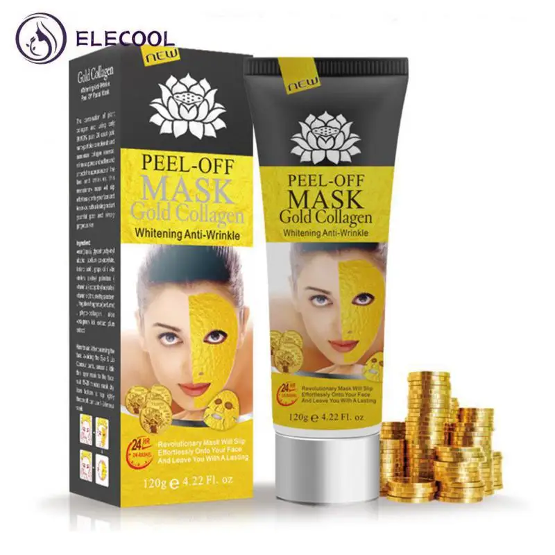 

120ml 24K Gold Collagen Peel off Face Mask Bamboo Charcoal Deep Cleansing Mud Mask Removing Blackhead Acne Facial Mask TSLM2