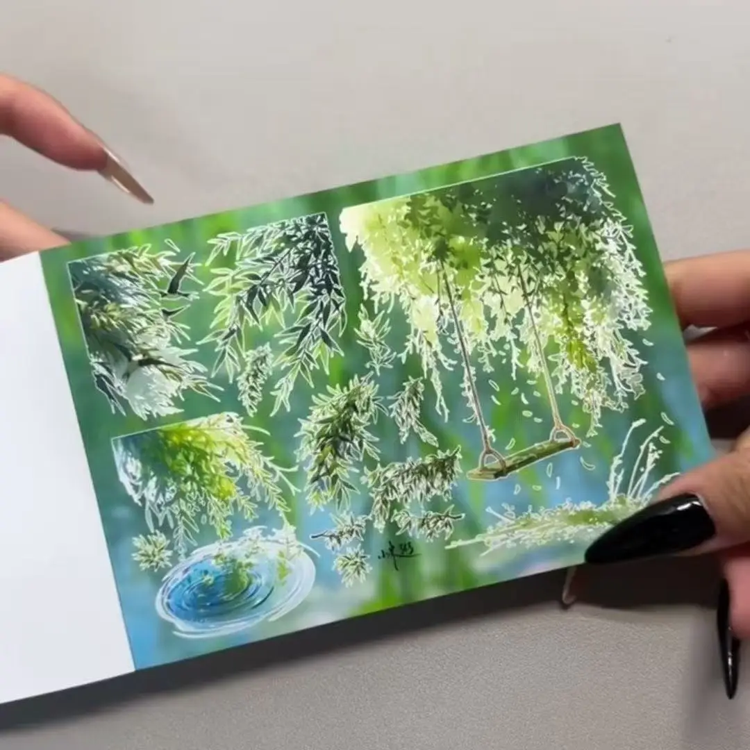 스티커북 사계절 풍경 스티커북 인스 풍경 고급스러운 봄 핸드북 기본 재료 종이 문학적 신선한 선물