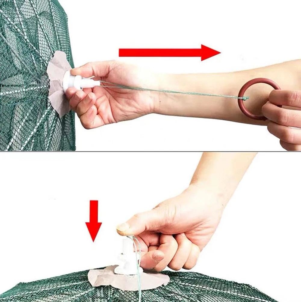 Portable Automatic 4-20 Hole Hand Fishing Net Hexagon Fish Network Casting Nets Crayfish Shrimp Catcher Tank Trap Cage Mesh Tool fishing traps crayfish catcher fishing landing net fishing net crab traps