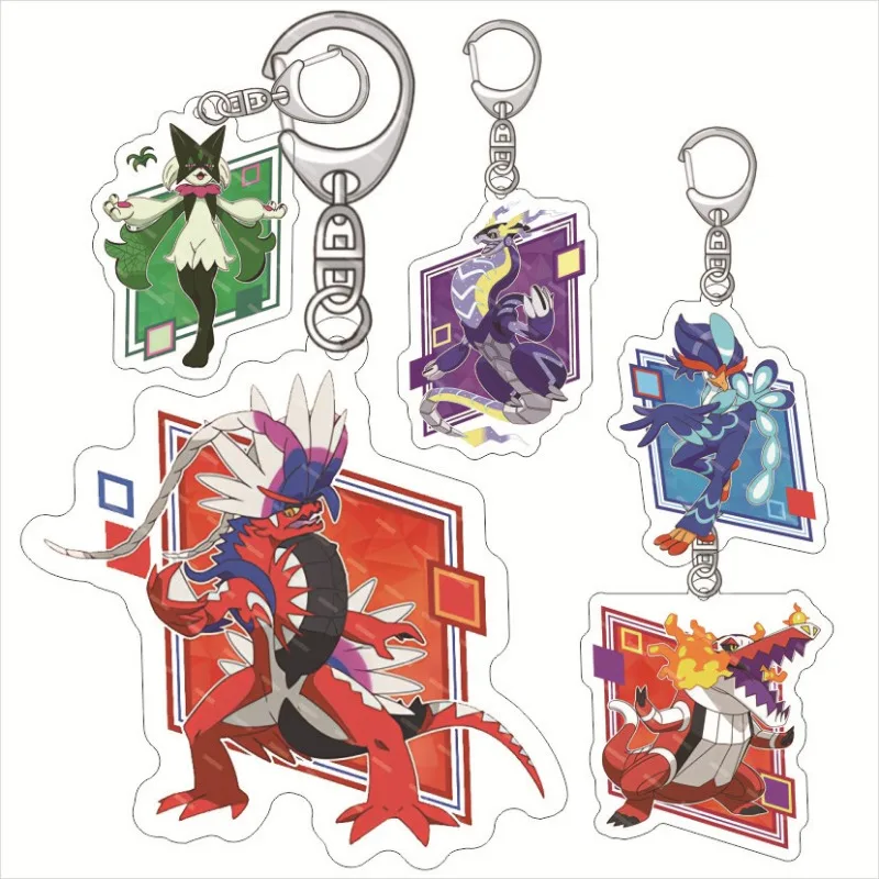 Pokemon Portachiavi Cartoon Pokragon Scarlet And Violet Koraidon Miraidon Pikachu Eevee Anime Figure Portachiavi In Acrilico Ciondolo Giocattoli