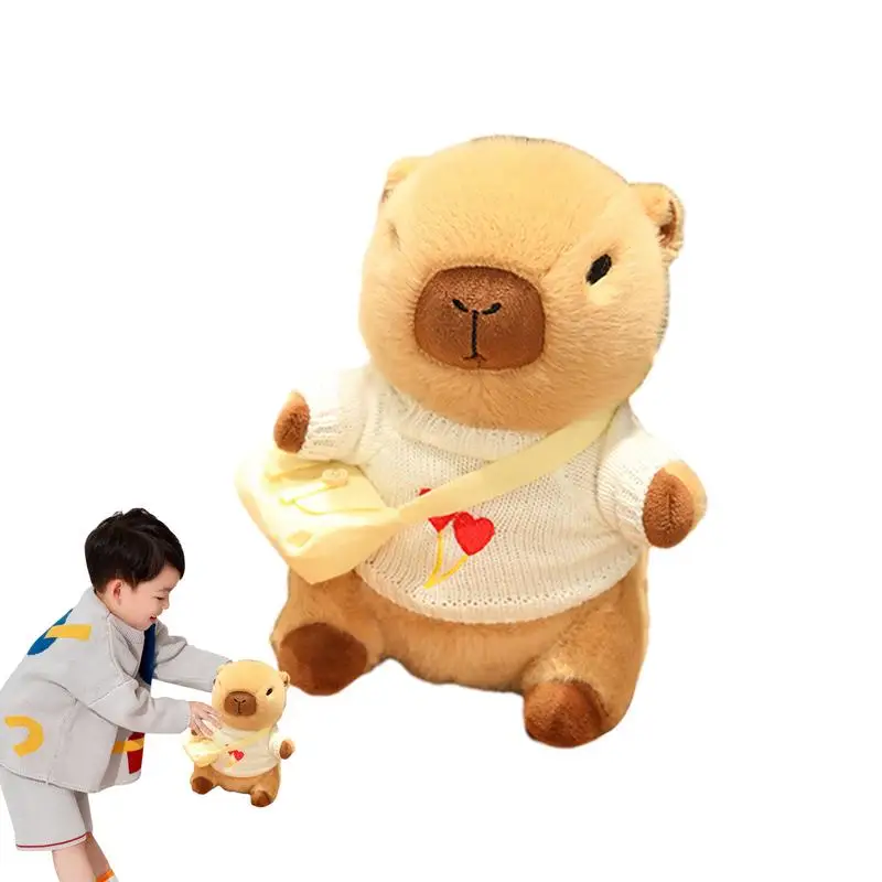 

Мягкая плюшевая игрушка capyучитыра, милая набивная Подушка капибара, мягкая и забавная набивная плюшевая игрушка с сумкой через плечо 23 см/9 дюймов, плюшевая кукла