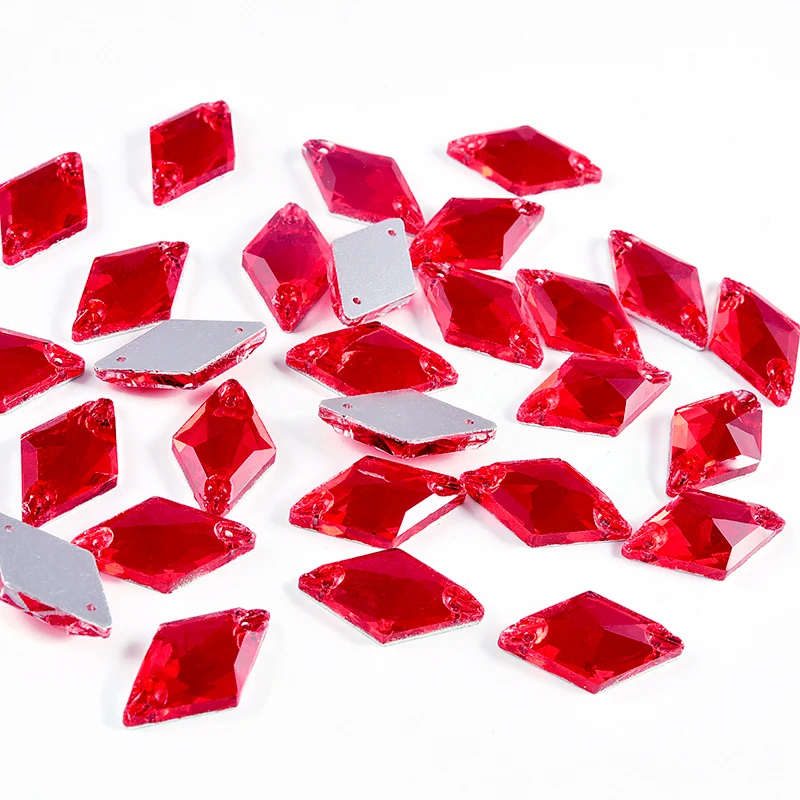 BOBOHOO Siam Red Crystal Flatback Aufnähbare Strass-Charms aus Glas, Nähzubehör in gemischten Formen für Bastelbedarf – Detail 6