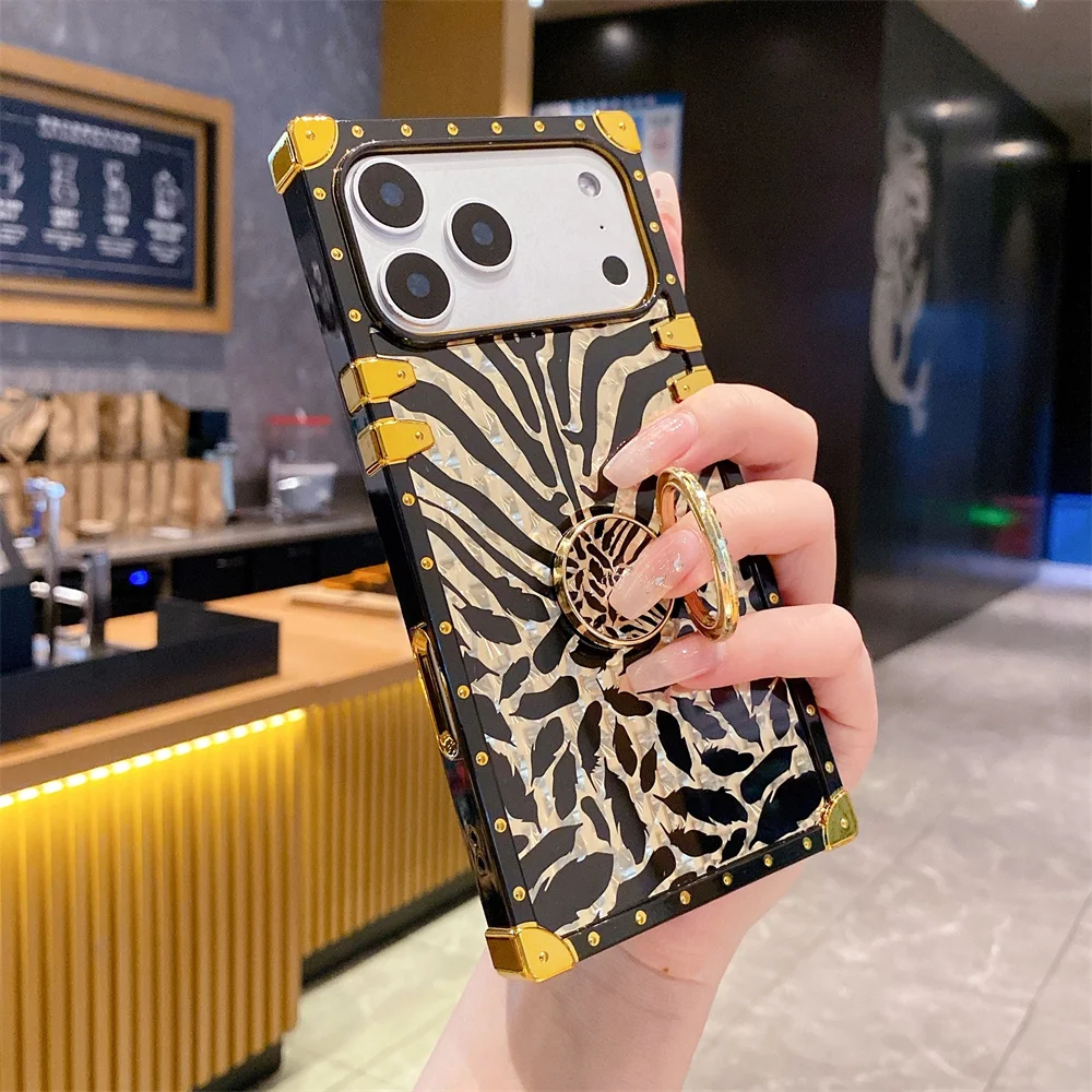 Leopard Glitter Ring Case For Iphone Pro Max And Plus Models_voghion.com