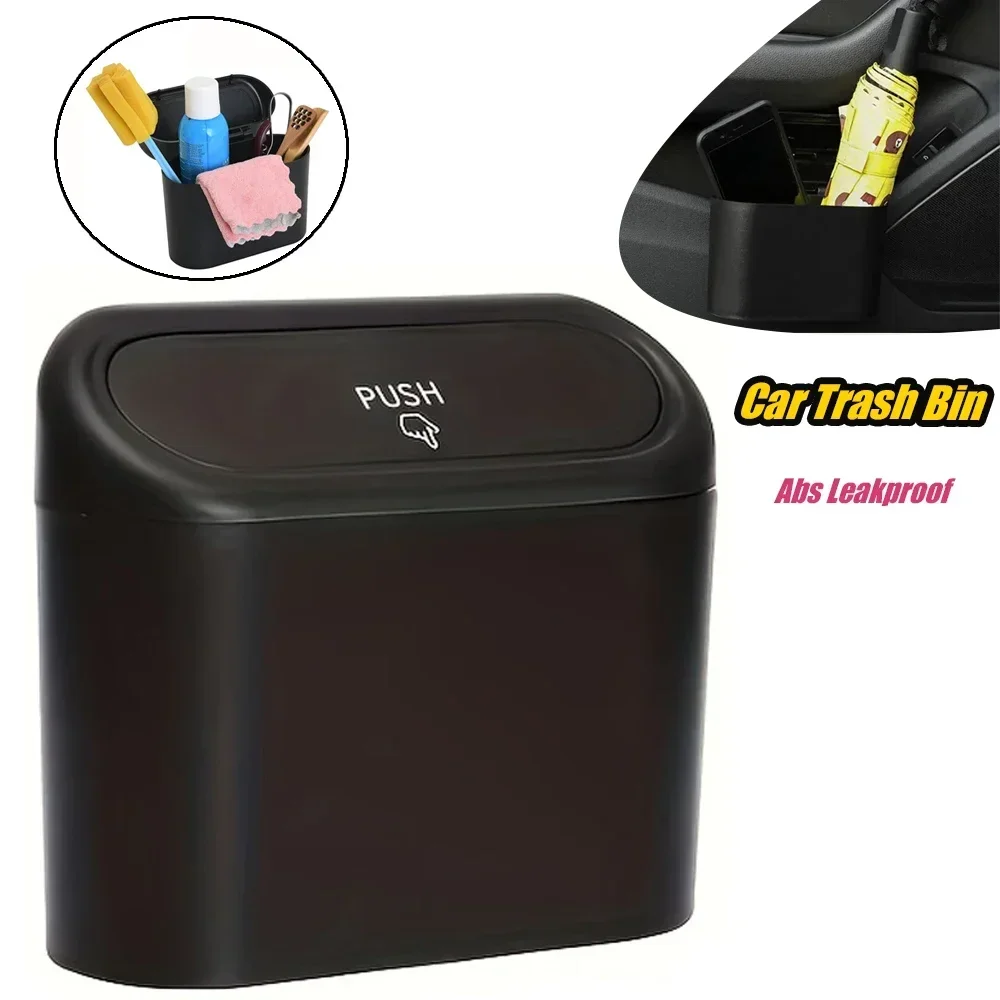 Universal Car Trash Bin 1.5L Hanging Vehicle Garbage Can with lid automatically bounce convenient save trouble car trash can Accessories