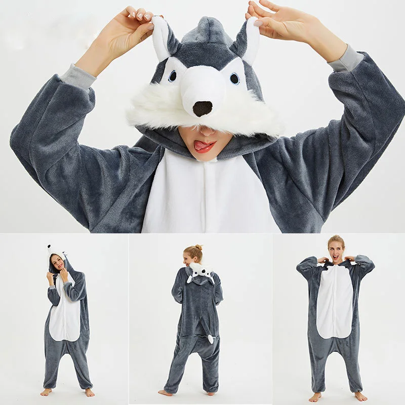 Winter Kigurumi Oneise For Kids Adults Boy Girl Unicorn Pajamas Animal Rabbit Cartoon Sleepwear Unicornio Overalls Pyjamas Women