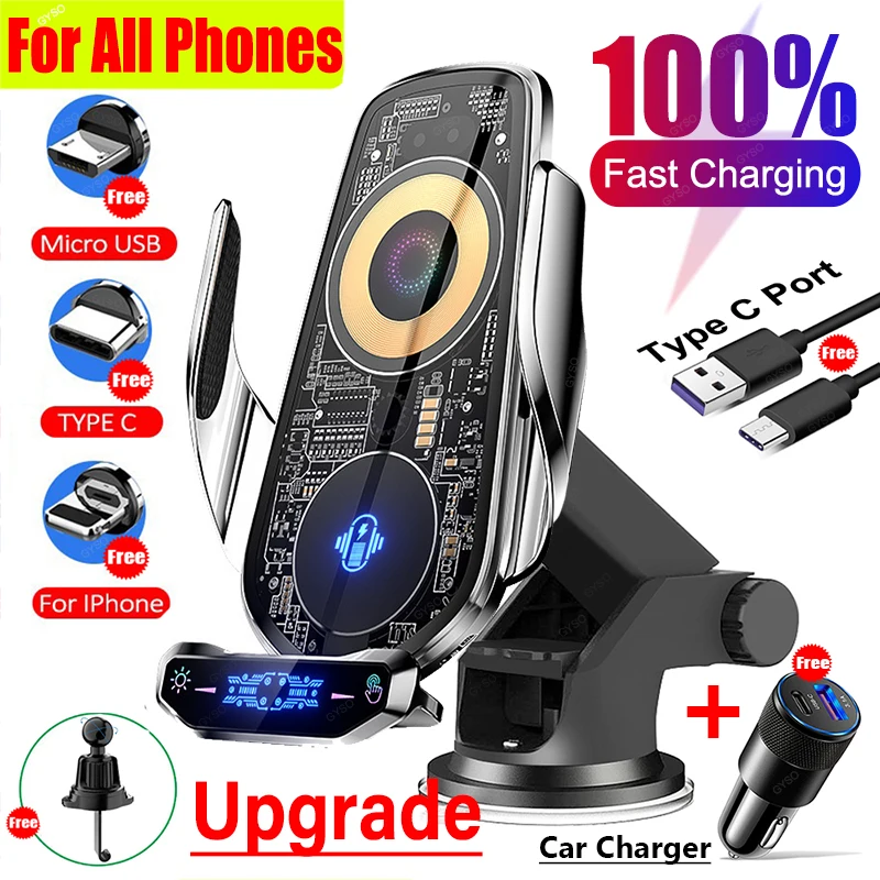 

Car Wireless Chargers For iPhone 14 Pro Max 13 12 Fast Wireless Car Charger for Samsung Xiaomi Infrared Induction Fast Charging