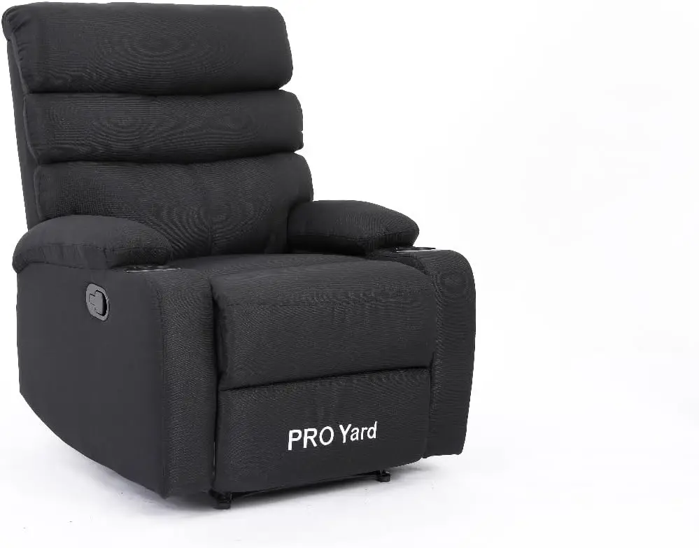 كرسي استرخاء مخملي لكبار السن (يدوي، أسود)