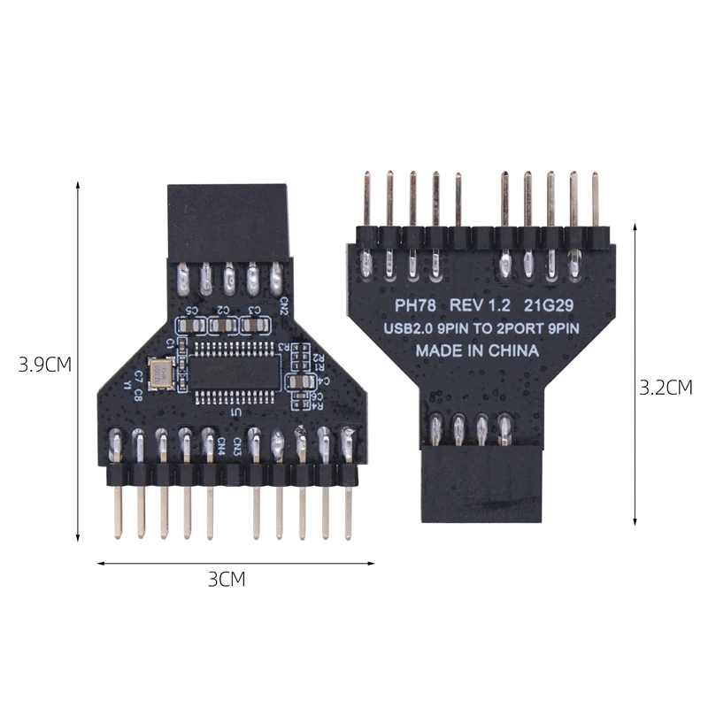 ROCKETEK Motherboard USB 2.0 9pin Header 1 a 4 Extension Hub Splitter ROCKETEK Motherboard USB 2.0 9pin Header 1 a 4 Extension Hub Splitter