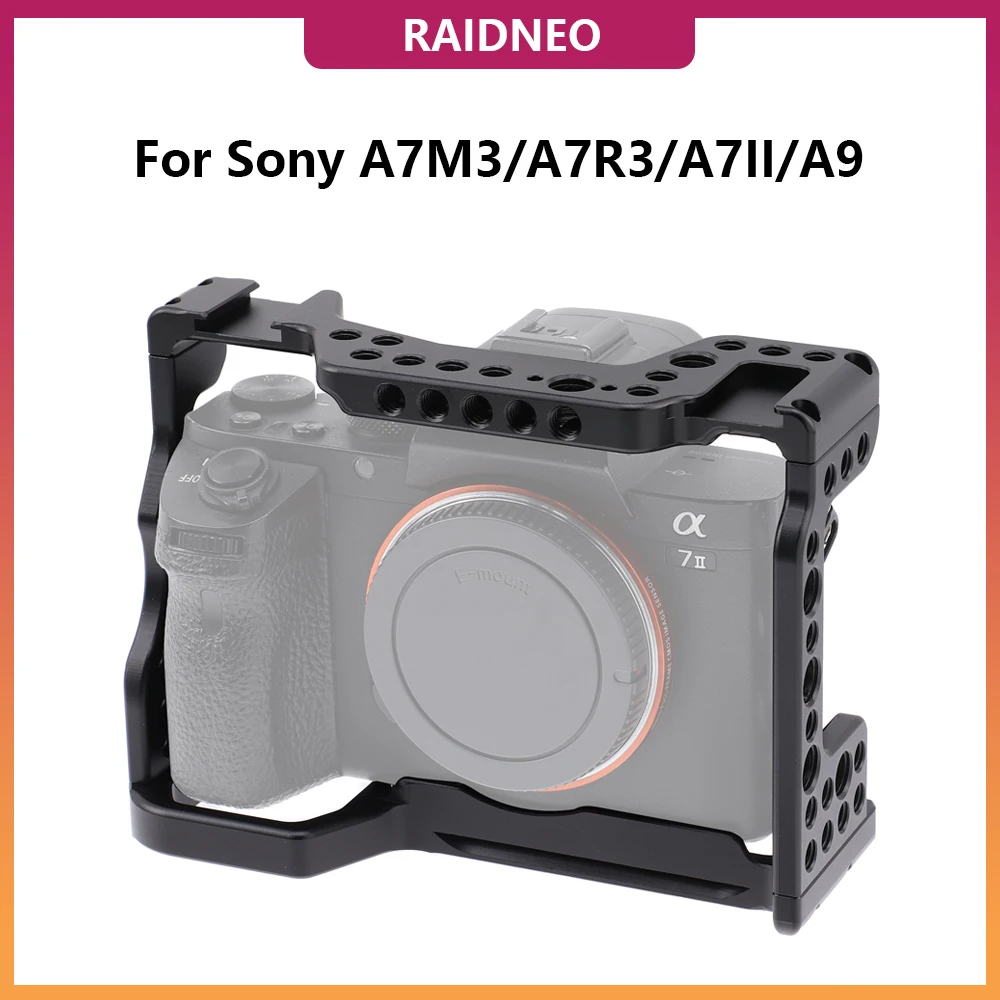 Raidneo Full Camera Cage Rig Per Sony A7Iii A7Riii A7Ii A9 Stabilizzatore Di Estensione Per Riprese Video Con Scarpa Fredda 1/4 3/8 Foro Per Vite