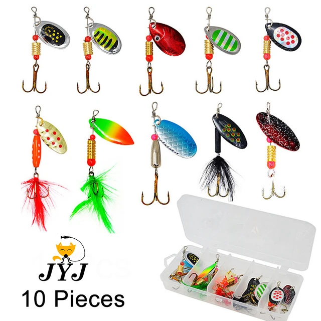 JYJ 10pcs a box 3g 4g 5g fishing jig spoon spinner lure set