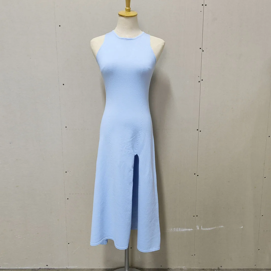 Summer New Sleelvess Slim Bodycon Dress Women Casual High Split Out Solid Holiday Beach Sundress White Tank Dresses 2025