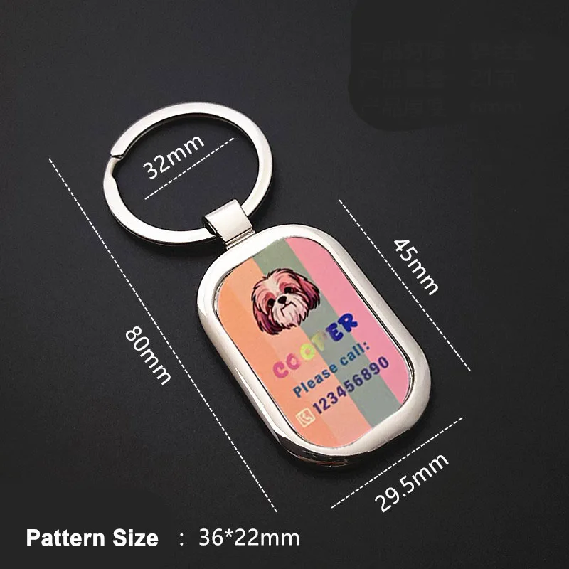 Custom Engraved Pet ID Tag with Colored Dog Avatar and Necklace Chain Charm