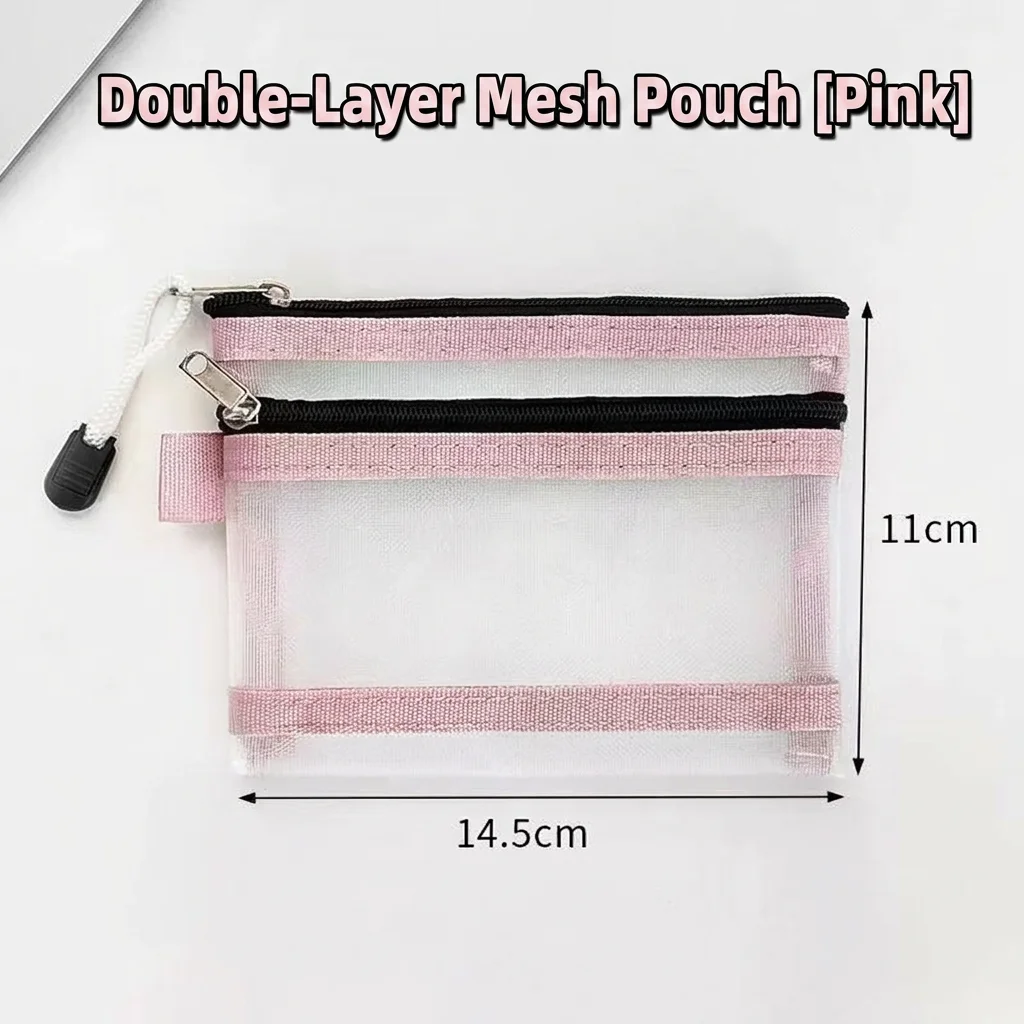 Compact Transparent Zipper Card Holder with Double-Layer Design