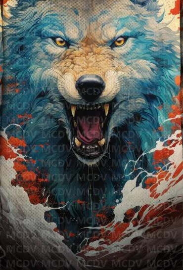 Men's Retro Print Plush Thick Long-Sleeved Coat Cardigan Wolf 3D Prined Fleece Hooded Overcoat Unisex Thick Warm Jacket