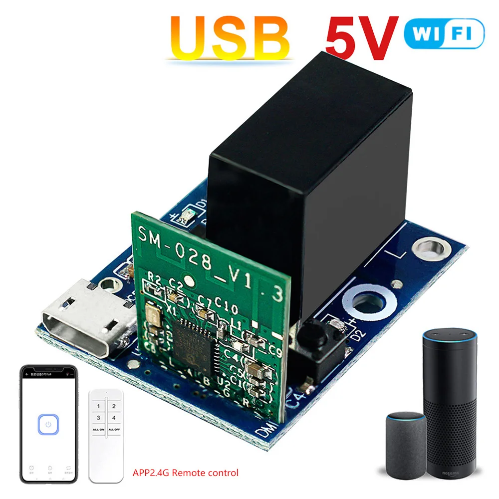 

USB Смарт-реле Wi-Fi 5 в постоянного тока, беспроводное реле, устройство дистанционного управления Wi-Fi, работает с приложением EWelink