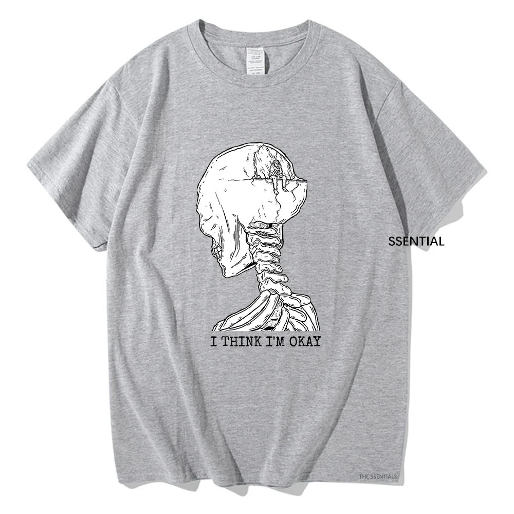 hin Gun Klly T-shirts Ik denk dat ik OKAY ben Mn/Womn Kleding Asthtic Tops Katoenen T-shirt Vintage Unisx Strtwar_voghion.com