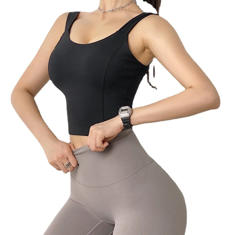 

Sexy Big Backless Sports Top For Women Gym Yoga Crop Top U collar Fitness Push Up Underwear Activewear Run Tank Top Sport