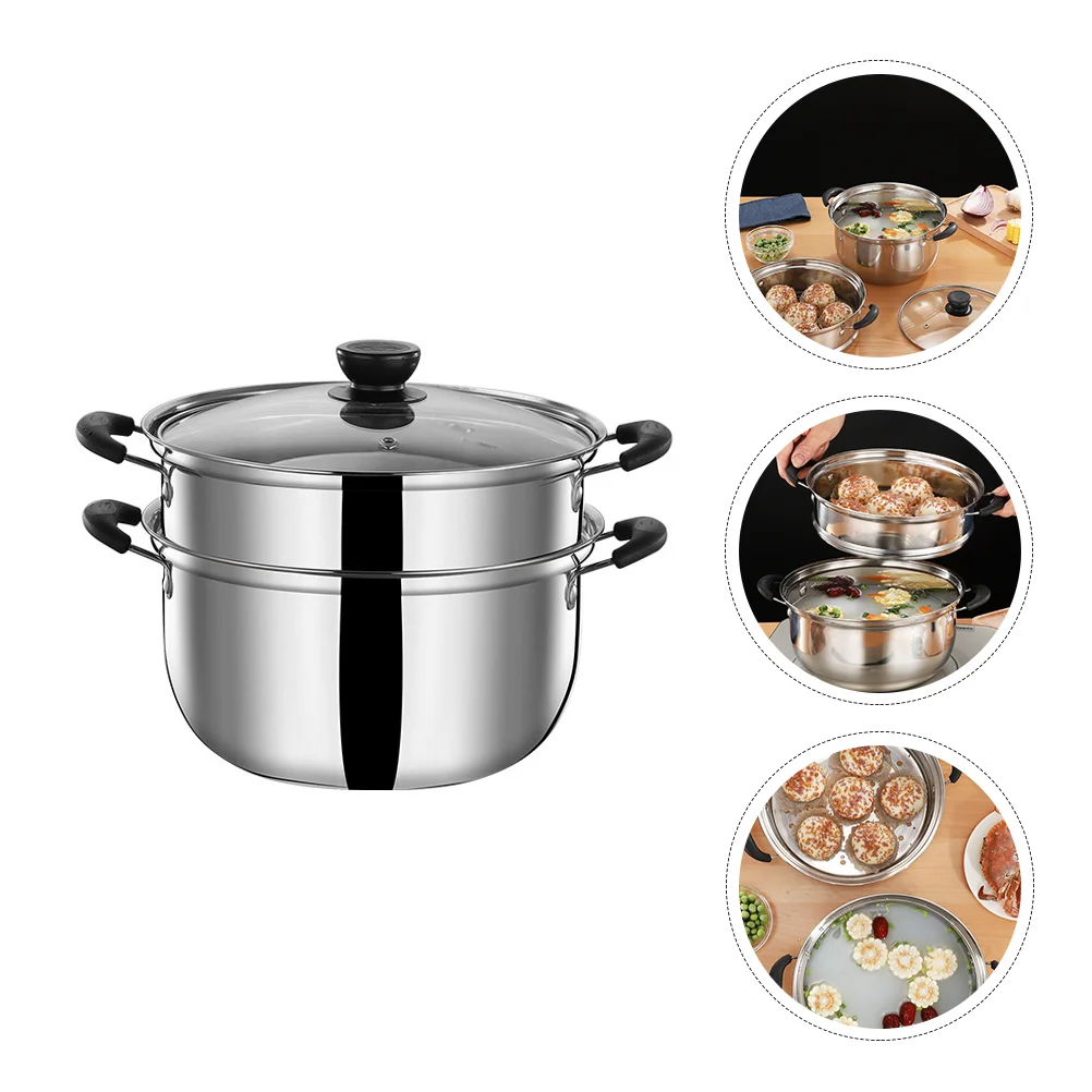 

Stainless Steel Pans Pot Stock Pot Soup Pot Saucepan Cooking Steaming Cookware Lid Vegetable Dumpling Stock Sauce Food Stove