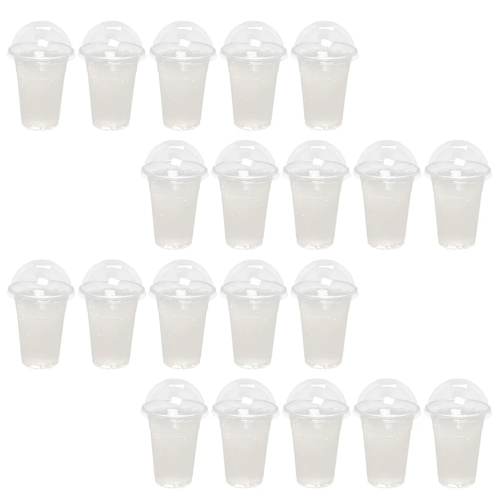 Plastic Cups 30 Sets Drink Juice Clear Milk Fruit with Lid Transparent Beverage Design Bubble Tea Cold