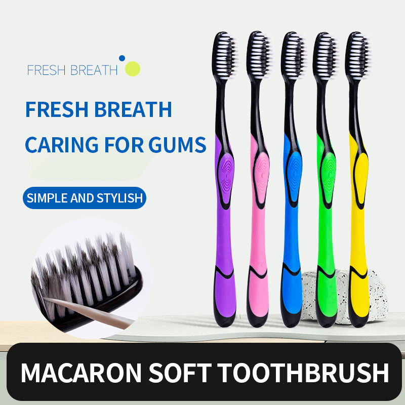 Adult soft bristle toothbrush with independent packaging, 3 -color selection for adult couples' home use