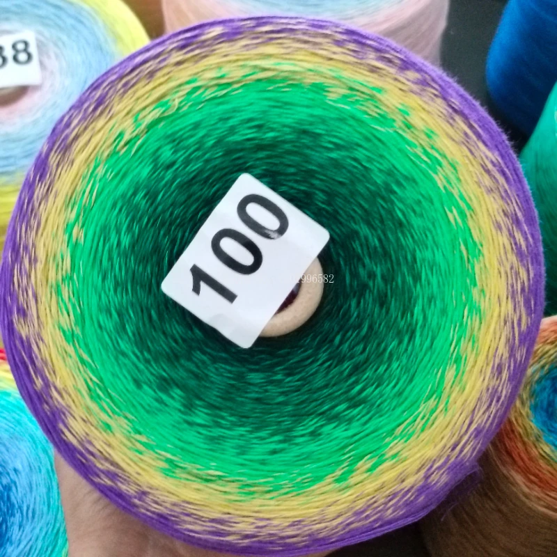 1500g/group Gradient Color Plus Sticky Pure Cotton Cake Thread DIY Hand Knit Shawl/rainbow Blanket/Lace Waffle Blanket Thread 4