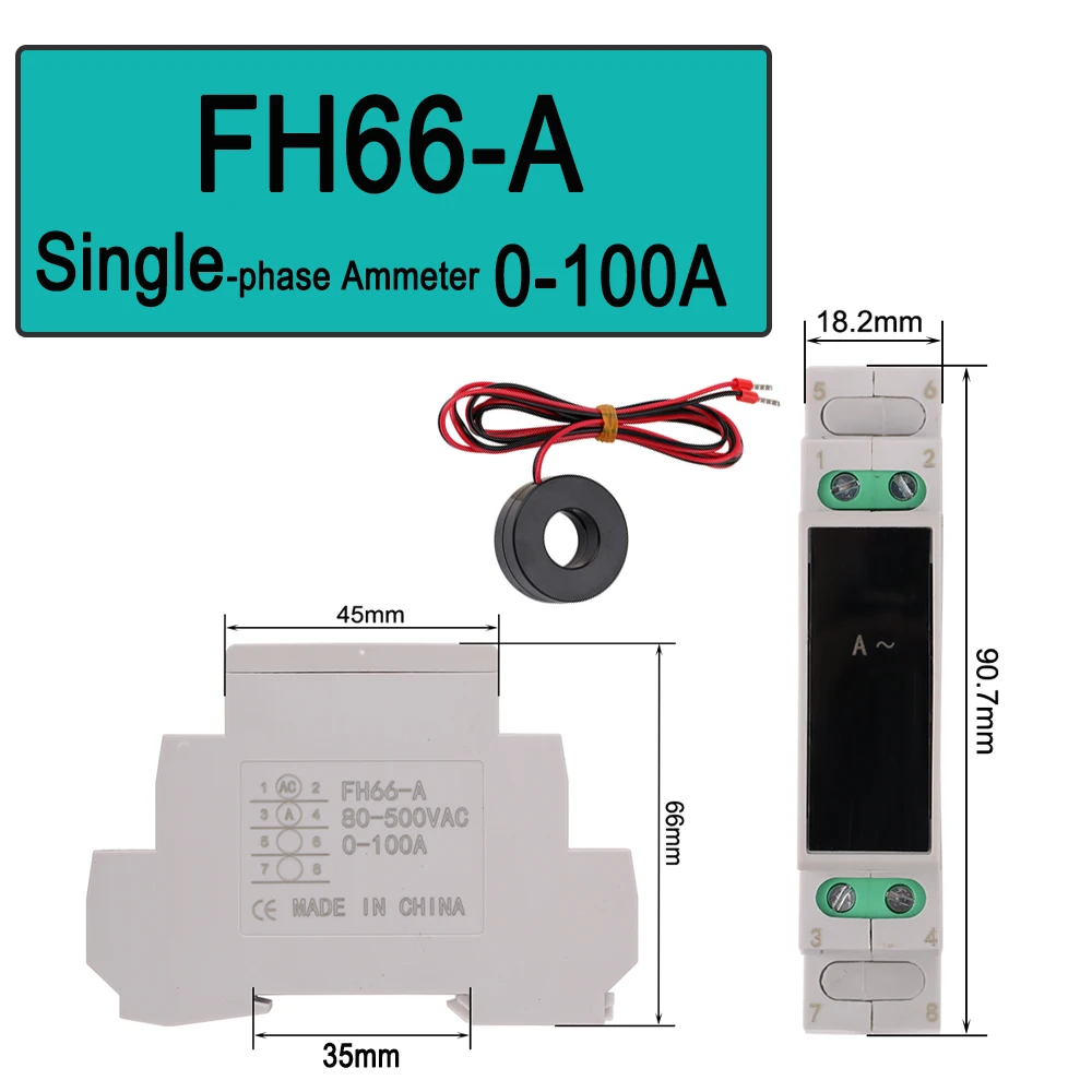 Din Rail Mount Voltage and Current LED Digital Display Meter