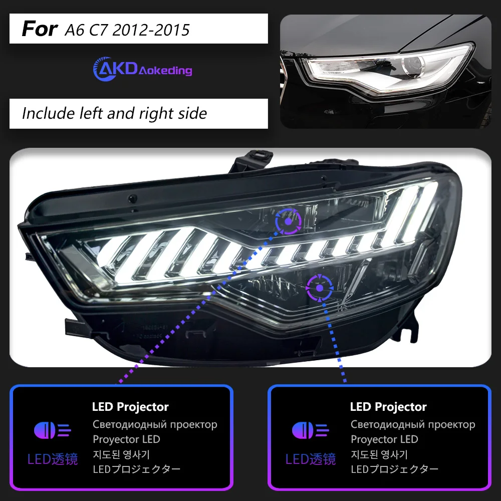 Akd-アウディa6用ヘッドランプ,ヘッドライト2012-2015