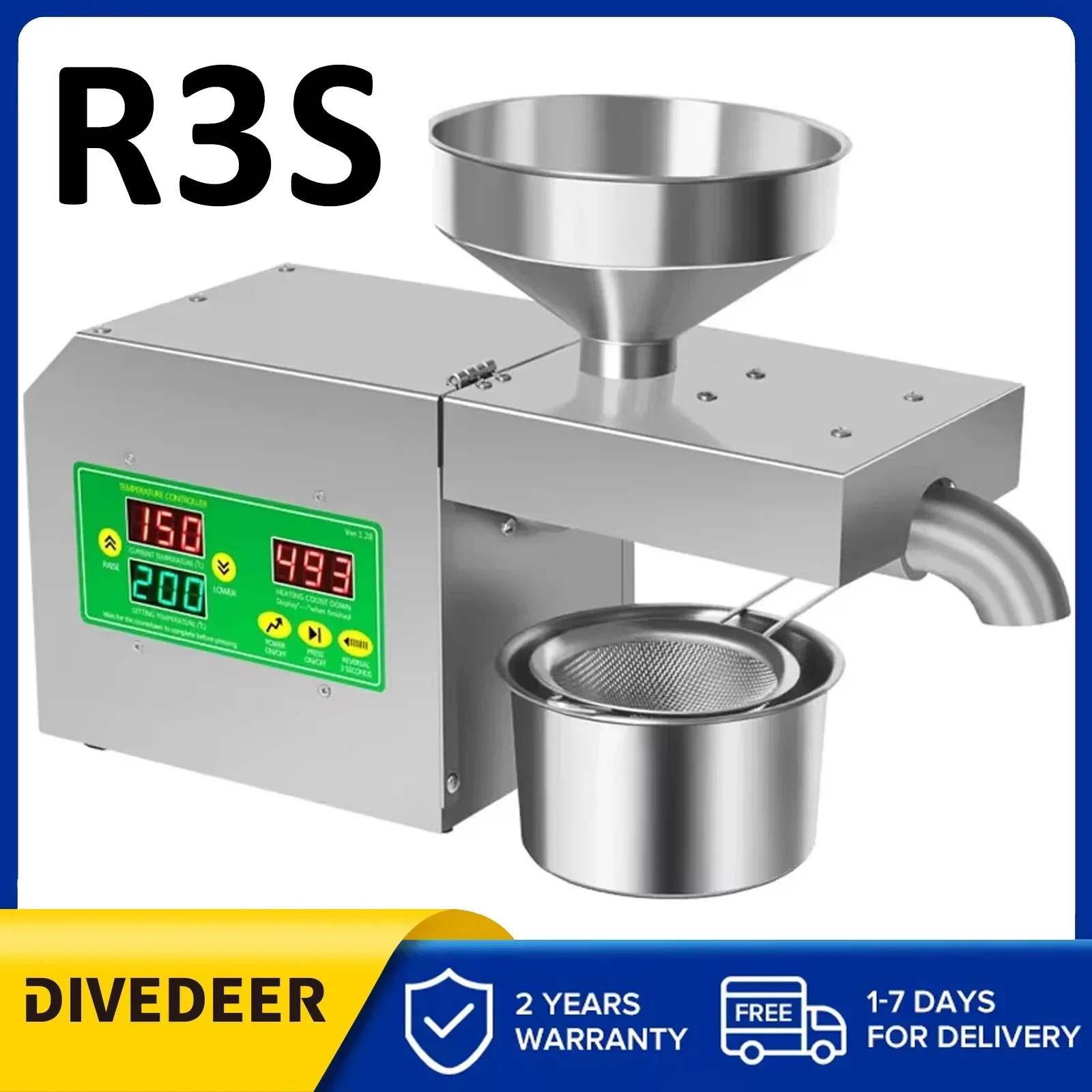 DIVEDEER 800W presse à huile R3S contrôle Intelligent de la température petite presse à huile domestique huile d'arachide/huile de sésame/tournesol R3S