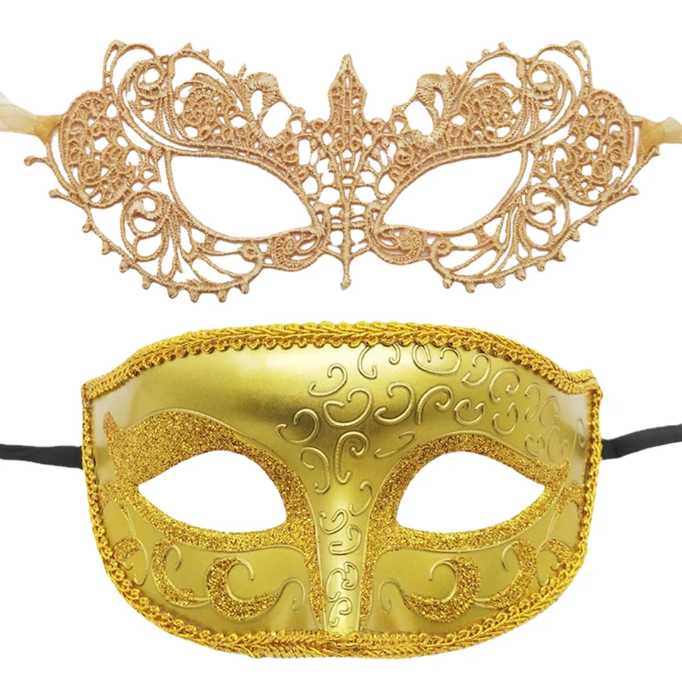 Set Di 2 Maschere Di Carnevale Per Coppie, Maschera Veneziana Per Feste Di Martedì Grasso, Maschera Di Piume Di Pavone Per Donne, Maschera Da Guerriero Per Uomini. - Italia - Foto 6