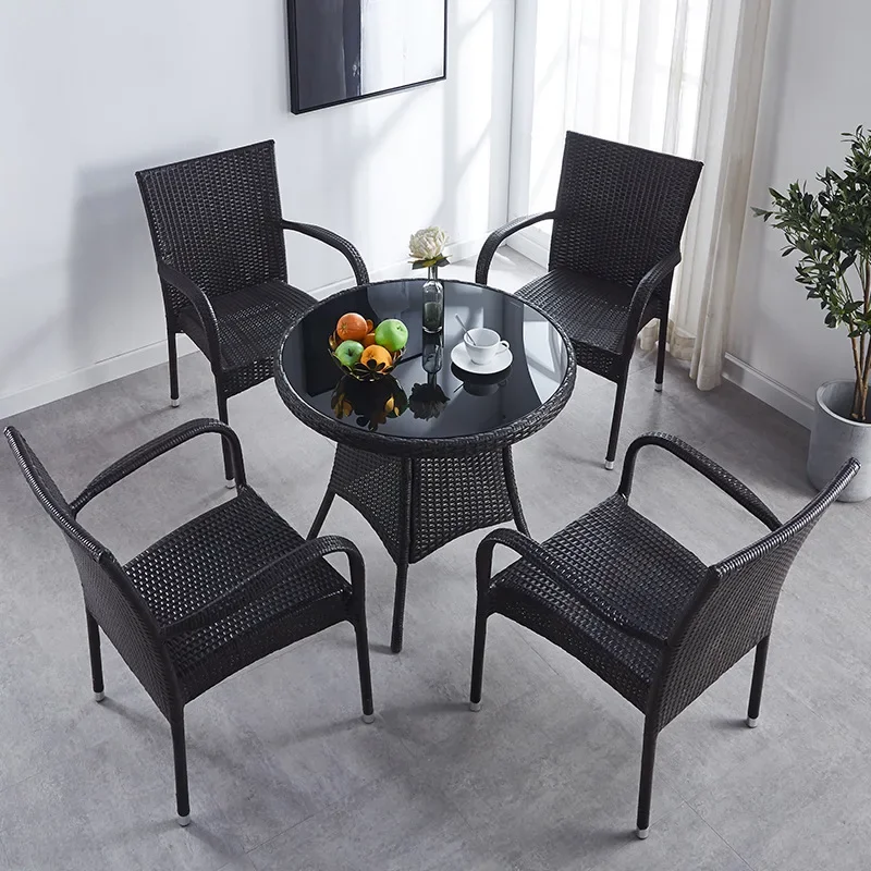 Fashion Design Aluminum Frame Outdoor Furniture Coffee Table And Chair Patio Dining Set Outdoor Furniture Wicker Dining Chair