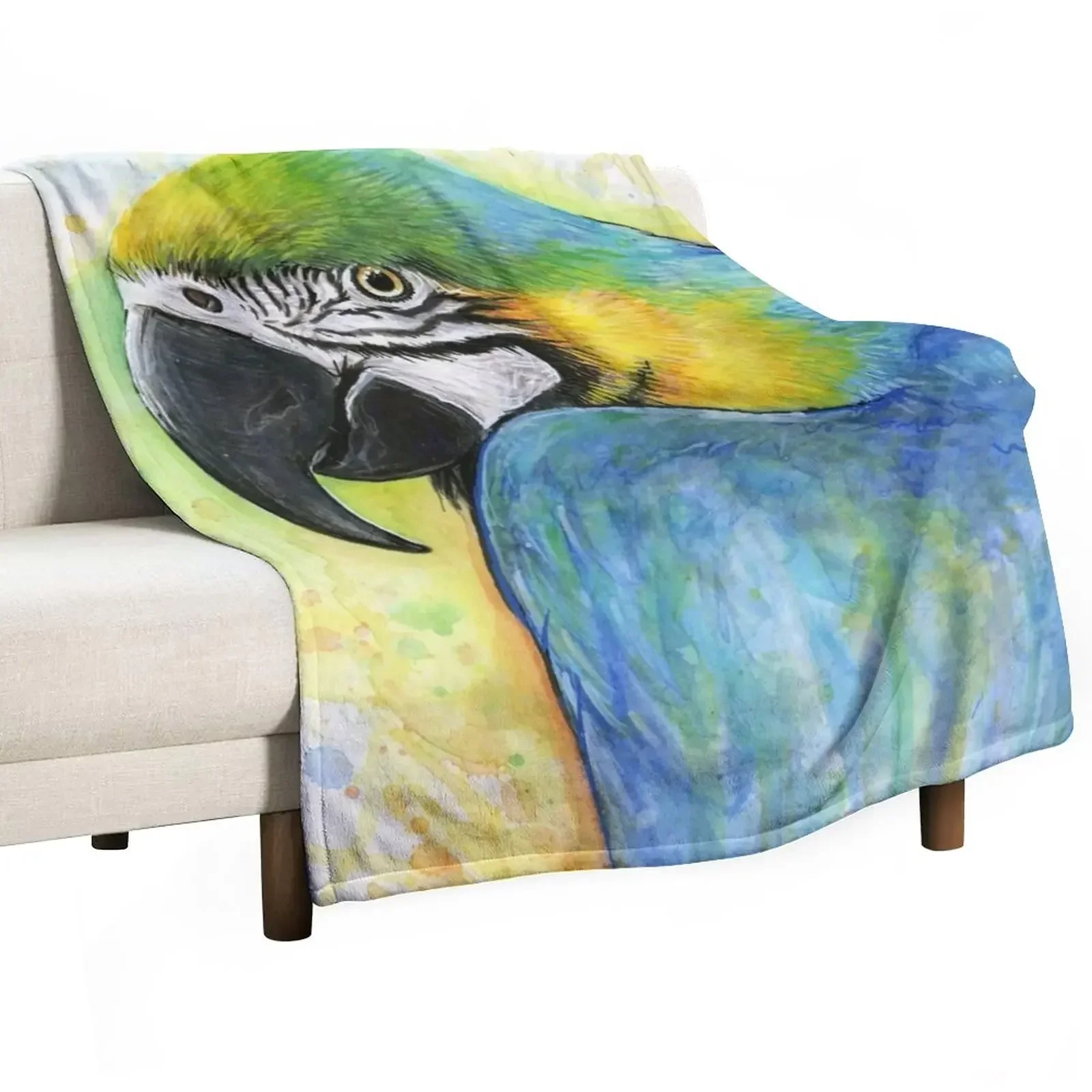 

Macaw Watercolor Throw Blanket sofa bed valentine gift ideas Nap Blankets