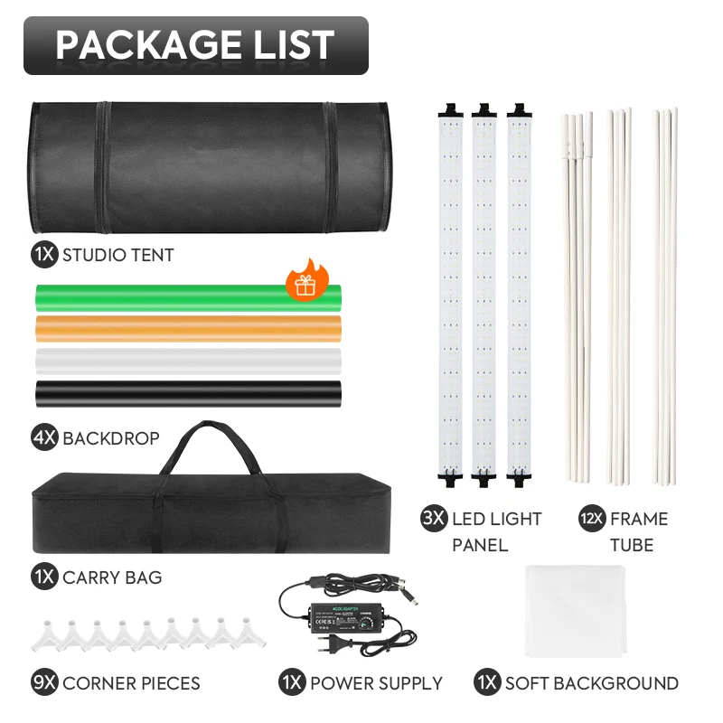Light Box Photography 32"X32"X32" With 3 Led Lights And 4 Color Backdrops Soft Box With Dimmble Light For Photo Studio Item Tent