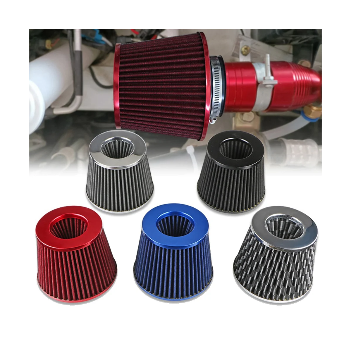 버섯 머리 배기 공기 필터, 자동차 용품, 파란색, 76mm