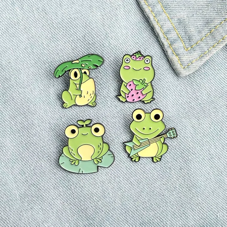 Description Picture 3 of itemCute Funny Vertical Middle Finger Frog Alloy Brooch Creative Cartoon Animal Badge Personality All-match Clothing Accessories